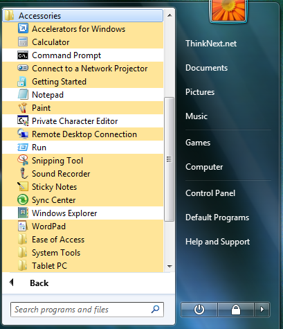 Windows 7 hits Milestone 3-start-accessories.png